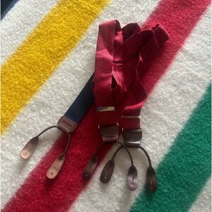 PRIVATE LABEL Men’s 💯 Silk Red Foulard 1.5” Braces/Suspenders - Size ADJ/OS